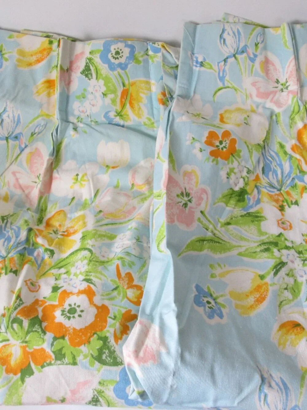 Vintage JC Penney Fashion Manor 2 Floral Pinch Pleat Header Curtains 78